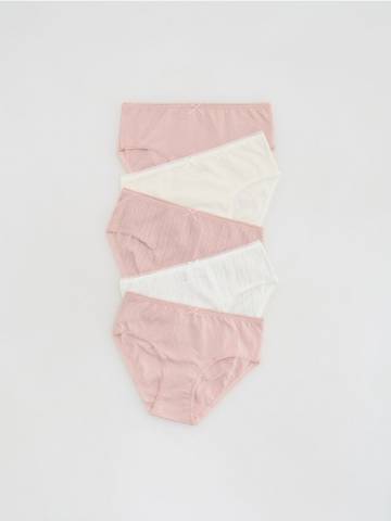 Reserved - Бавовняні трусики, 5 штук - пастельний рожевий - 168GU-03X