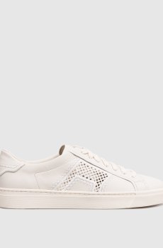 Белые кожаные кроссовки с вышивкой