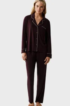 Женская бордовая пижама (рубашка, брюки) Бордовый L Atlantic NLP-495