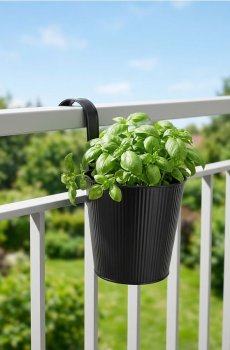 Кашпо для підвішування на перила - чорний