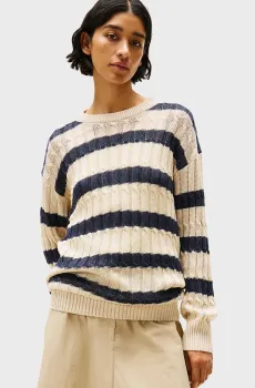 Женский льняной свитер в полоску LINEN CABLE Разноцветный M Tommy Hilfiger WW0WW44481