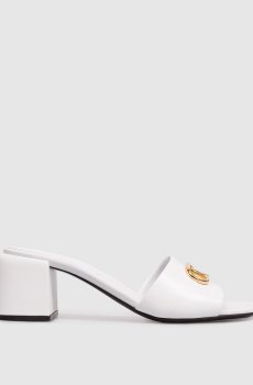 Белые кожаные мюли Surge с фактурной монограммой