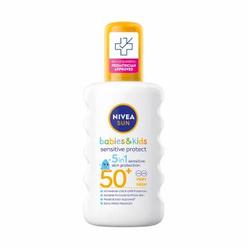 Детский солнцезащитный спрей NIVEA Sun Babies & Kids SPF 50+ Защита для чувствительной кожи, 200 мл Детский солнцезащитный спрей NIVEA Sun Babies & Kids SPF 50+ Защита для чувствительной кожи, 200 мл