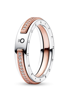 Каблучка двоколірна з паве