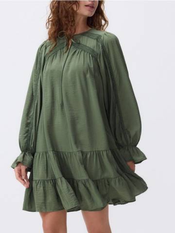 Reserved - Сукня-міні з оборками - коричневувато-зелений - 509FB-78X Reserved - Сукня-міні з оборками - коричневувато-зелений - 509FB-78X