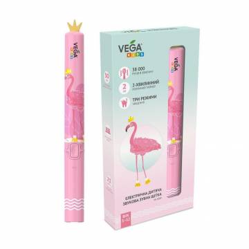 Электрическая детская звуковая зубная щетка Vega Kids VK-500Р от 3 до 12 лет, розовая, 1 шт Электрическая детская звуковая зубная щетка Vega Kids VK-500Р от 3 до 12 лет, розовая, 1 шт