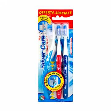 Зубная щетка Silver Care Plus средней жесткости, 3 шт (с сменными головками) Зубная щетка Silver Care Plus средней жесткости, 3 шт (с сменными головками)