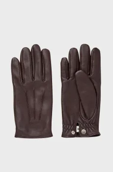 Мужские темно-коричневые кожаные перчатки Коричневый M Sandro SHABO00946_Black Brown