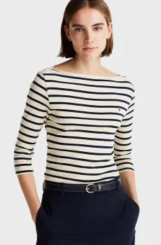 Женский лонгслив в полоску NEW CODY SLIM BOAT-NK 3/4SLV Разноцветный XS Tommy Hilfiger WW0WW40589