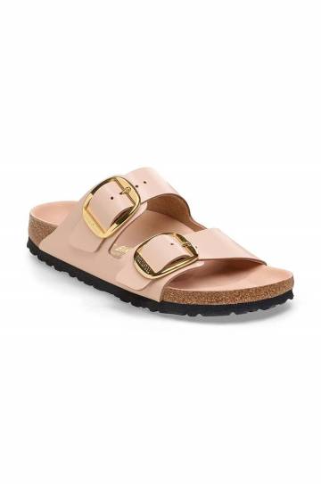 Кожаные шлепанцы Birkenstock Arizona Big Buckle женские цвет бежевый 1026553 Кожаные шлепанцы Birkenstock Arizona Big Buckle женские цвет бежевый 1026553