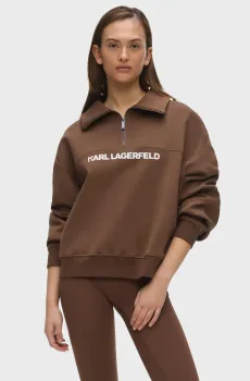 Женская коричневая спортивная кофта essential contrast Коричневый XS Karl Lagerfeld B3W44017