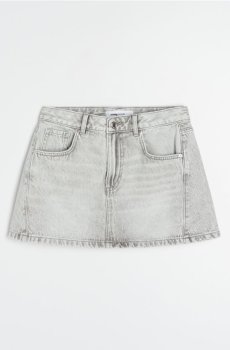 Джинсова спідниця з ефектом вицвітання - сірий