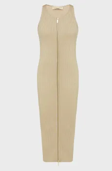 Женское бежевое платье ECO METLIC ZIP TANK Бежевый M Michael Kors MR4826IAFB