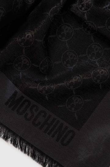Шаль с примесью шерсти Moschino цвет чёрный однотонный Шаль с примесью шерсти Moschino цвет чёрный однотонный