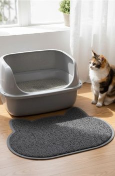 Нековзкий килимок для кота - темно-сірий