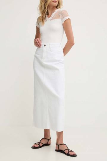 Джинсовая юбка Answear Lab цвет белый maxi прямая Джинсовая юбка Answear Lab цвет белый maxi прямая