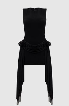 Черное платье мини с аппликациями