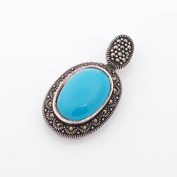 Серебряный кулон (им. бирюза) 13810 Серебряный кулон (им. бирюза) 13810