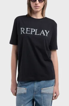 Женская черная футболка Черный M Replay W3379B.000.20994