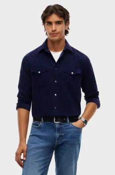 Мужская темно-синяя вельветовая куртка WESTERN Синий L Tommy Hilfiger MW0MW45647