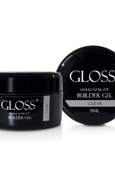 Уценка! Однофазный гель для ногтей Gloss Builder Gel UV/LED Soak Off, Clear, 15 мл