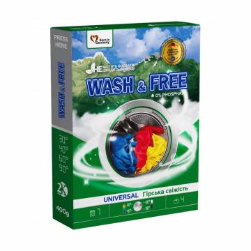 Универсальный стиральный порошок Wash & Free Universal Горная свежесть, 7 стирок, 400 г Универсальный стиральный порошок Wash & Free Universal Горная свежесть, 7 стирок, 400 г