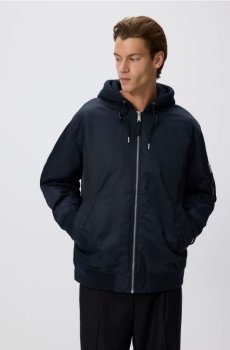 Reserved - Куртка-бомбер з каптуром - темно-синій - 466EW-59X