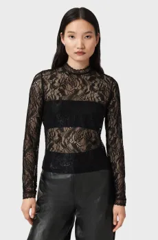 Женский черный топ ARIA LACE Черный 8 AllSaints W120PD