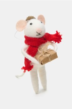 Різдвяна декорація у формі миші - білий