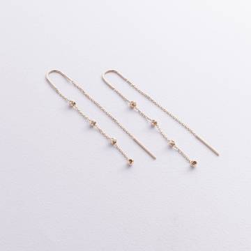 Серьги - протяжки с шариками (желтое золото) с09058 Серьги - протяжки с шариками (желтое золото) с09058
