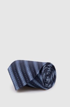Синий галстук из шелка в полоску