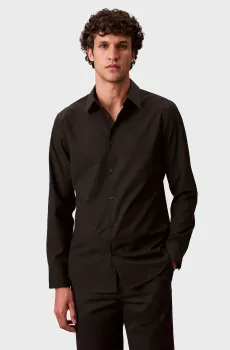 Мужская черная рубашка LS SOLID SUPIMA STRETCH Черный L Calvin Klein LV040BM127