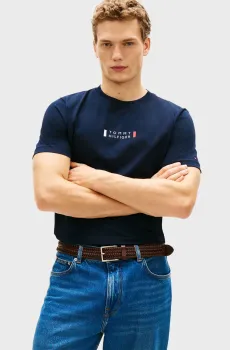 Мужская темно-синяя футболка BRAND LOVE Синий S Tommy Hilfiger MW0MW41453