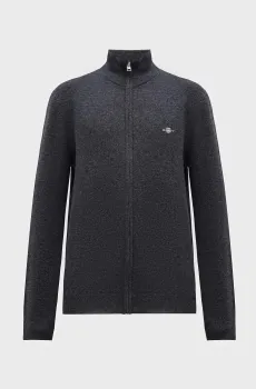 Мужской серый шерстяной кардиган EXTRAFINE LAMBSWOOL ZIP Серый S Gant 8050275