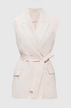 Жилет цвета айвори на запах с льном