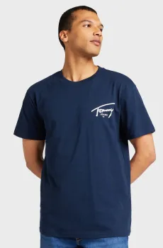 Мужская темно-синяя футболка TJM REG SIGNATURE PRINT TEE EXT Синий L Tommy Jeans DM0DM18536
