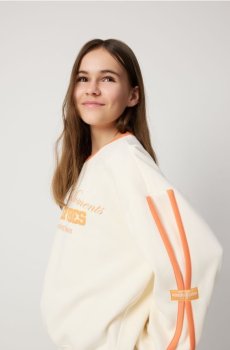 Reserved - Вільна кофта з написом - кремовий - 964HV-01X