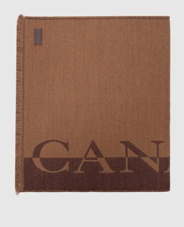 Коричневый шарф из шерсти с логотипом