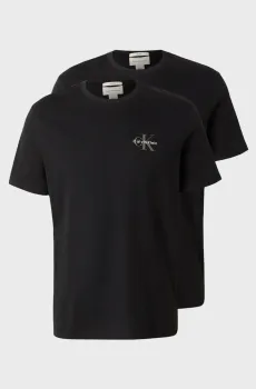 Мужская черная футболка (2 шт) CLASSIC MICRO MONOLOGO Черный XL Calvin Klein Jeans LV04RF279G