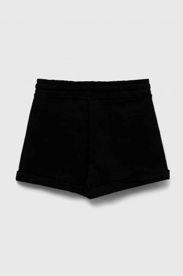 Детские хлопковые шорты United Colors of Benetton цвет чёрный однотонные регулируемая талия Детские хлопковые шорты United Colors of Benetton цвет чёрный однотонные регулируемая талия