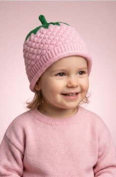 Шапка з мотивом полуниці - рожевий