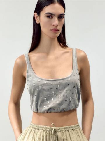 Reserved - LADIES` TOP - сіро-коричневий - 848BK-74X Reserved - LADIES` TOP - сіро-коричневий - 848BK-74X
