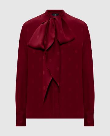 Бордовая блузка из шелка в узор