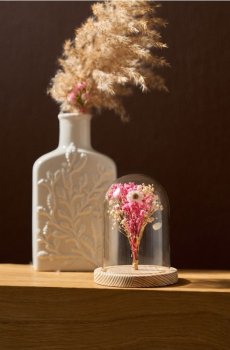 Декоративний скляний купол з квітами - різнобарвний