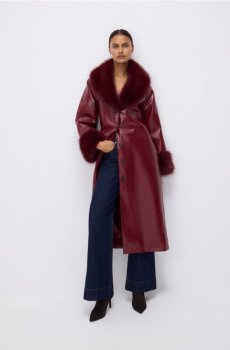 Reserved - Пальто зі штучної шкіри - бордовий - 031HV-53X