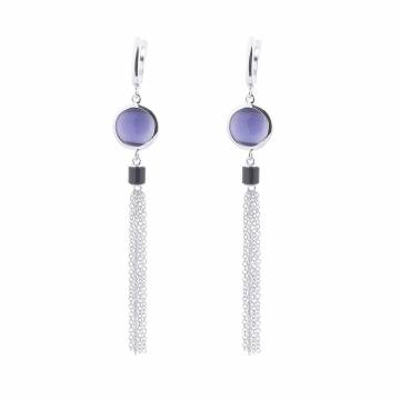 Серебряные серьги (им.улексит, агат) 122277 Серебряные серьги (им.улексит, агат) 122277