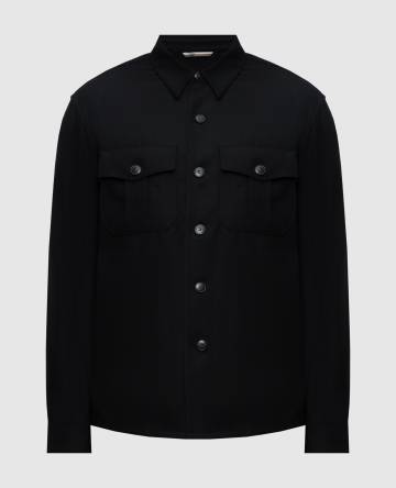 Черная рубашка из шерсти