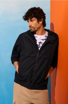 Технічна куртка з капюшоном і манжетами - темно-синій