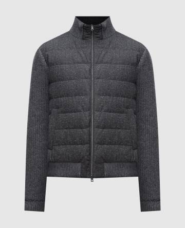 Серая пуховая куртка с шерстью