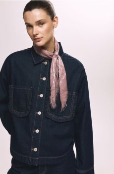 Reserved - Шийна хустка з візерунком - пильно-рожевий - 283ID-39X